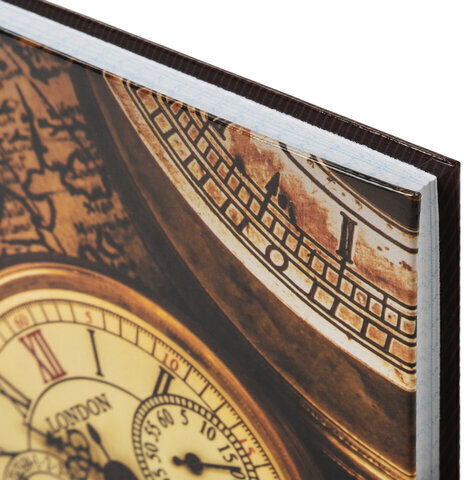 Блокнот А5 (135х206 мм), 96 л., твердый переплет, ламинированная обложка, клетка, BRAUBERG, "Время", 123247