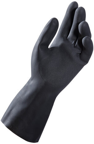 Перчатки латексные MAPA Alto Plus 260, хлопчатобумажное напыление, размер 10 (XL), черные