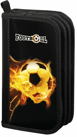 Пенал ПИФАГОР, 3 отделения, ламинированный картон, 19х11 см, &quot;Fire goal&quot;, 270894