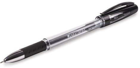 Ручка гелевая с грипом BRAUBERG "Geller", ЧЕРНАЯ, игольчатый узел 0,5 мм, линия письма 0,35 мм, 141180