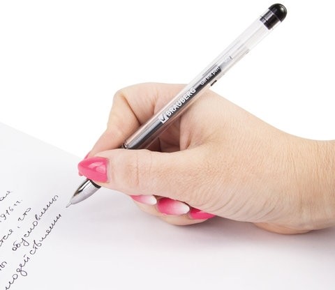 Ручка гелевая с грипом BRAUBERG "Geller", ЧЕРНАЯ, игольчатый узел 0,5 мм, линия письма 0,35 мм, 141180