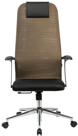 Кресло BRABIX PREMIUM "Ultimate EX-801" хром, плотная двойная сетка Х2, черное/коричневое, 532920