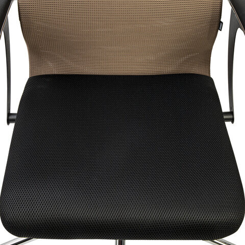 Кресло BRABIX PREMIUM "Ultimate EX-801" хром, плотная двойная сетка Х2, черное/коричневое, 532920