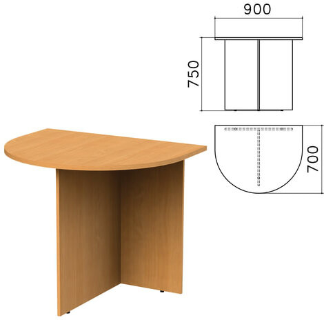 Стол приставной к столу для переговоров (640110) "Монолит", 900х700х750 мм, бук бавария, ПМ19.1