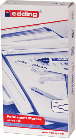 Маркер перманентный (нестираемый) EDDING 400, ЧЕРНЫЙ, ЗАПРАВЛЯЕМЫЙ, тонкий наконечник, 1 мм, E-400/1