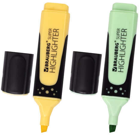 Набор текстовыделителей BRAUBERG 2 шт., ВАНИЛЬ/МЯТА, "SUPER PASTEL", линия 1-5 мм, 151755