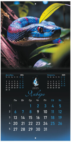 Календарь настенный перекидной на 2025 г., BRAUBERG, 12 листов, 29х29 см, "Символ года", 116169