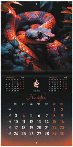 Календарь настенный перекидной на 2025 г., BRAUBERG, 12 листов, 29х29 см, "Символ года", 116169