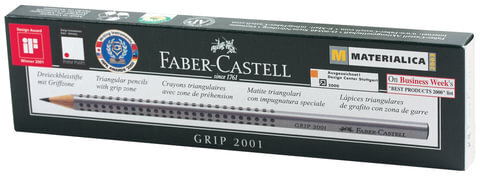 Карандаш чернографитный FABER-CASTELL, 1 шт., "Grip 2001", 2B, трехгранный, 117002