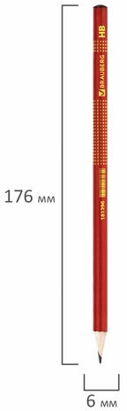 Карандаш чернографитный BRAUBERG, 1 шт., "Orient", HB, корпус оранжевый, заточенный, 181296