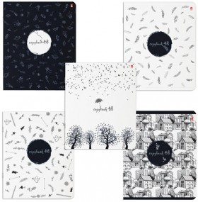 Тетрадь А5 48 л. АЛЬТ скоба, клетка, глянцевая ламинация, "КОНТРАСТЫ" (5 видов), 7-48-575