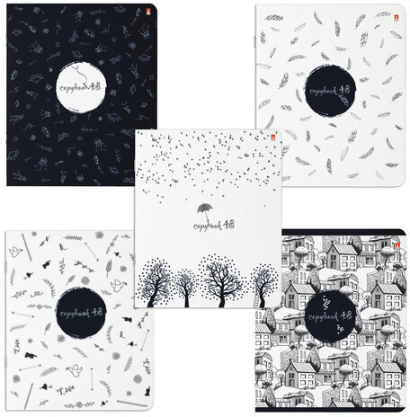 Тетрадь А5 48 л. АЛЬТ скоба, клетка, глянцевая ламинация, "КОНТРАСТЫ" (5 видов), 7-48-575