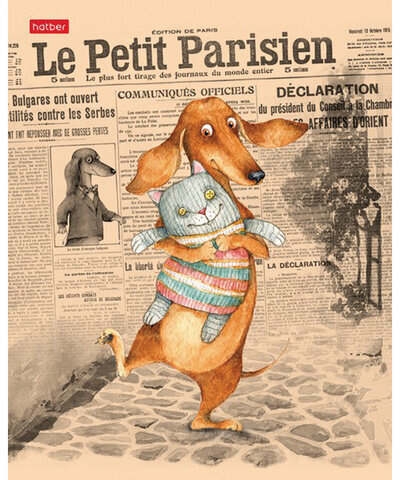 Тетрадь А5, 48 л., HATBER, скоба, клетка, обложка картон, ТаксаLIFE (5 видов в спайке), 48Т5В1