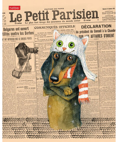 Тетрадь А5, 48 л., HATBER, скоба, клетка, обложка картон, ТаксаLIFE (5 видов в спайке), 48Т5В1
