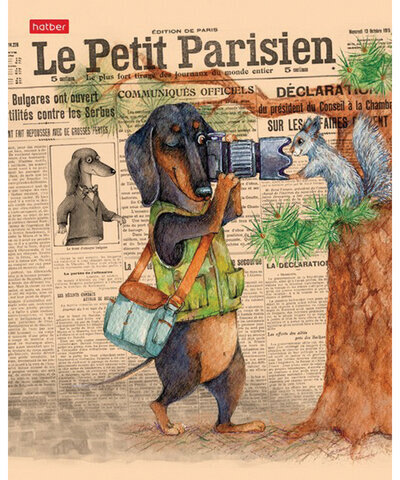 Тетрадь А5, 48 л., HATBER, скоба, клетка, обложка картон, ТаксаLIFE (5 видов в спайке), 48Т5В1