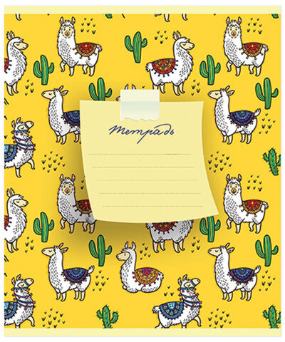 Тетрадь 12 л. ПЗБМ, клетка, фольга, "Лама и друзья", 018290