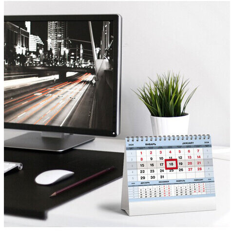 Календарь-домик настольный на гребне с бегунком на 2024 г., 160х105 мм, "Серебро", HATBER, 12КД6гр_28940