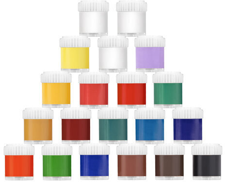 Краски акриловые художественные, НАБОР 20 штук, 18 цветов по 22 мл в банках, BRAUBERG ART DEBUT, 192299