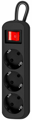 Удлинитель сетевой DEFENDER G330, 3 розетки, c заземлением, выключатель, 10А, длина 3 м, черный, 99334