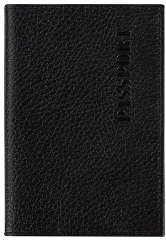 Обложка для паспорта натуральная кожа флоттер, "PASSPORT", кожаный уголок, черная, BRAUBERG, 238192