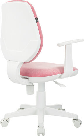 Кресло детское BRABIX "Fancy MG-201W", с подлокотниками, пластик белый, ткань вельветовая, розовое, 533009