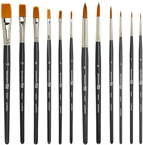 Кисти художественные набор 12 шт., в черной скрутке, синтетика, BRAUBERG ART CLASSIC, № 0-14, 200969