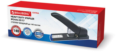 Степлер МОЩНЫЙ до 140 листов BRAUBERG "Heavy Duty Extra", скобы № 24/6-23/17, 270553