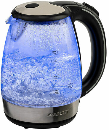 Чайник SCARLETT SC-EK27G93, 1,7 л, 2200 Вт, закрытый нагревательный элемент, стекло, черный