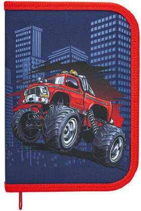 Пенал ПИФАГОР, 1 отделение, полиэстер, 19х13 см, &quot;Monster car&quot;, 271013