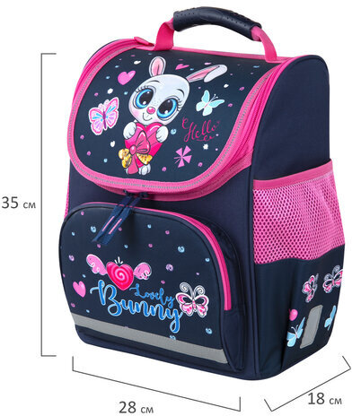 Ранец ПИФАГОР BASIC, 1 отделение, 3 кармана, эргономичная спинка, "Lovely bunny", 35х28х18 см, 271371