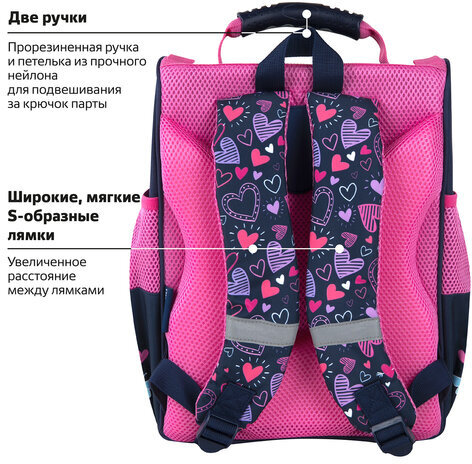 Ранец ПИФАГОР BASIC, 1 отделение, 3 кармана, эргономичная спинка, "Lovely bunny", 35х28х18 см, 271371