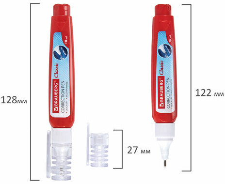 Ручка-корректор BRAUBERG, 10 мл, металлический наконечник, 220618