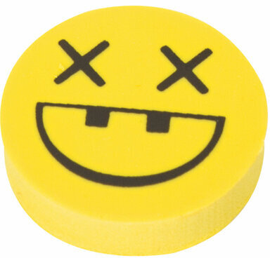 Набор ластиков ПИФАГОР "Смайлики", 4 шт., 24х24х6 мм, желто-черные, круглые, 223615