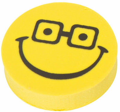 Набор ластиков ПИФАГОР "Смайлики", 4 шт., 24х24х6 мм, желто-черные, круглые, 223615