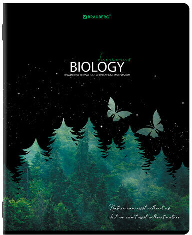 Тетрадь предметная "СИЯНИЕ ЗНАНИЙ" 48 л., глянцевый УФ-лак, БИОЛОГИЯ, клетка, BRAUBERG, 404523