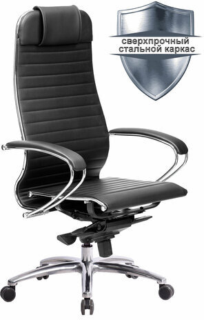 Кресло офисное МЕТТА "SAMURAI" K-1.04, рецик. кожа, черное