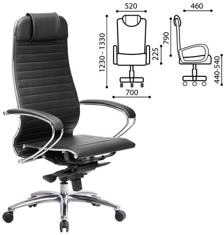 Кресло офисное МЕТТА "SAMURAI" K-1.04, рецик. кожа, черное