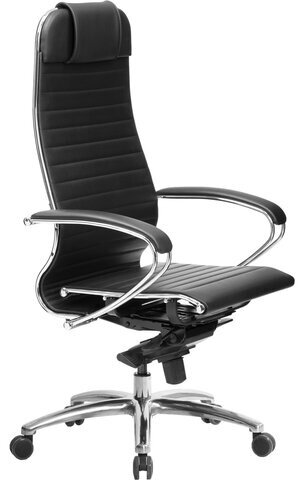 Кресло офисное МЕТТА "SAMURAI" K-1.04, рецик. кожа, черное