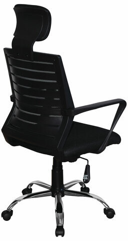 Кресло BRABIX "Victory MG-016", подголовник, хром, черное, 531924