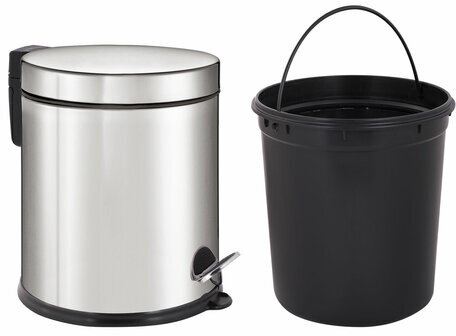 Ведро-контейнер для мусора урна с педалью LAIMA "Classic Plus", 5 литров, зеркальное, Турция, 608112