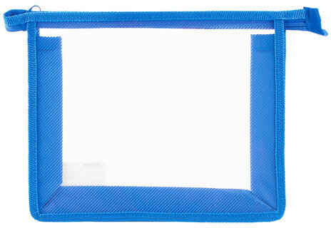 Папка для тетрадей А5 ПИФАГОР, пластик, молния сверху, прозрачная, синяя, 228221