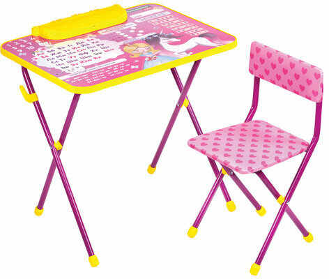 Комплект детской мебели розовый ПРИНЦЕССА: стол + стул, пенал, BRAUBERG NIKA KIDS, 532635