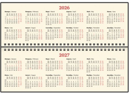 Планинг датированный 2026 305х140 мм BRAUBERG "Comodo", под кожу, темно-коричневый, 117222