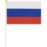 Флаг России ручной 20х30 см, без герба, с флагштоком, BRAUBERG, 550181, RU13