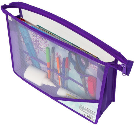 Папка для труда BRAUBERG А4, 2 отделения, пластик, молния сверху, органайзер, "Butterfly", 229133