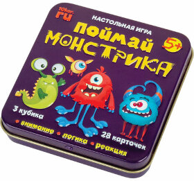Игра настольная "Поймай монстрика", жестяная коробочка, 10 КОРОЛЕВСТВО, 03527