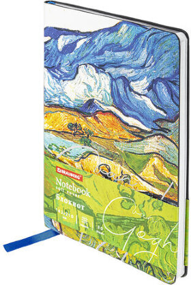 Блокнот А5 (143x210 мм), BRAUBERG VISTA &quot;Van Gogh&quot;, под кожу, гибкий, срез фольга, 80 л., 112059