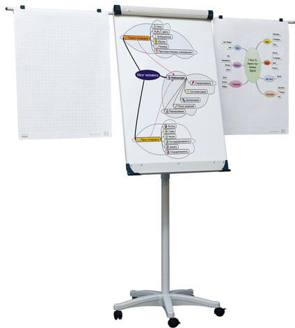 Доска-флипчарт магнитно-маркерная 70х100 см, передвижная, держатели для бумаги, 2х3 (Польша), TF02/2011