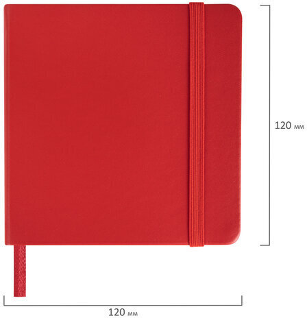 Скетчбук, слоновая кость 140 г/м2 120х120 мм, 80 л., КОЖЗАМ, резинка, BRAUBERG ART CLASSIC, красный, 113190