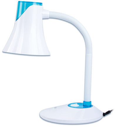 Настольная лампа-светильник SONNEN OU-607, на подставке, цоколь Е27, белый/синий, 236681
